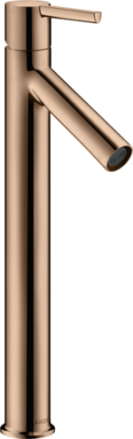 Купить купить смеситель для раковины axor starck 250, однорычажный, с рычаговой рукояткой, для накладной раковины, с не запираемым сливным набором, полированное красное золото арт. 10103300