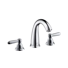 Смеситель AXOR Carlton для раковины с высотой излива 120 мм на 3 отверстия с рычаговыми рукоятками со сливным гарнитуром, хром арт. 17134000
