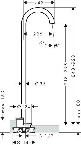 Купить купить излив на ванну напольный axor uno аркообразный, сталь арт. 38412800