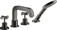 Смеситель AXOR Citterio на край ванны на 4 отверстия с крестообразными рукоятками, полированный черный, хром арт. 39445330