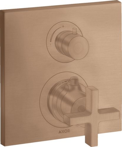 Купить купить термостат с запорным/переключающим вентилем axor citterio с крестообразной рукояткой, матовое красное золото арт. 39725310