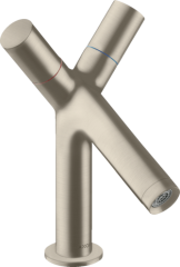 Смеситель для раковины Axor Starck 80, с двумя рукоятками, со сливным гарнитуром, шлифованный никель арт. 10030820