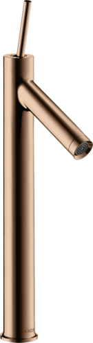 Купить купить смеситель для раковины axor starck 250, однорычажный, с тонкой рукояткой, для накладной раковины, с не запираемым сливным набором, полированное красное золото арт. 10129300