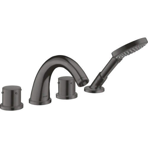 Купить купить смеситель для ванны axor starck, на 4 отверстия, монтаж на плитку, с рукоятками zero, шлифованный черный, хром арт. 10451340