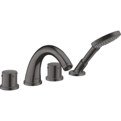 Смеситель для ванны Axor Starck, на 4 отверстия, монтаж на плитку, с рукоятками zero, шлифованный черный, хром арт. 10451340