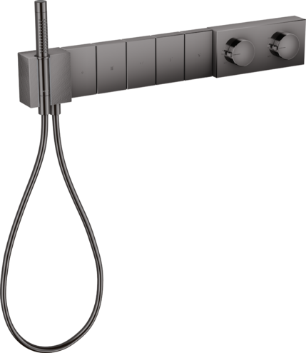 Купить купить модуль термостата axor edge 680/100 для 5 потребителей скрытого монтажа с алмазной огранкой, полированный черный, хром арт. 46731330