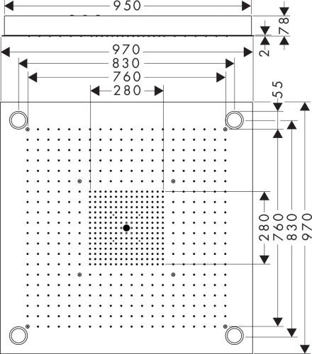 Купить купить верхний душ axor showerheaven 970/970 3jet, с подсветкой, хром арт. 10623800