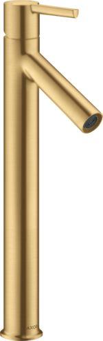 Купить купить смеситель для раковины axor starck 250, однорычажный, с рычаговой рукояткой, для накладной раковины, с не запираемым сливным набором, шлифованное золото арт. 10103250