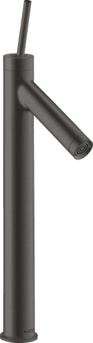 Купить купить смеситель для раковины axor starck 250, однорычажный, с тонкой рукояткой, для накладной раковины, с не запираемым сливным набором, шлифованный черный, хром арт. 10129340