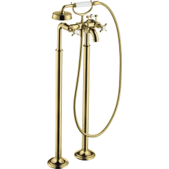 Смеситель для ванны Axor Montreux, напольный, с 2 крестообразными рукоятками, полированная медь арт. 16547930