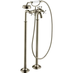 Смеситель для ванны Axor Montreux, напольный, с 2 крестообразными рукоятками, полированный никель арт. 16547830