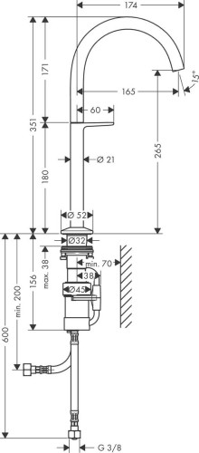 Купить купить смеситель для раковины axor select 260, со сливным клапаном push-open, шлифованная медь арт. 48030950