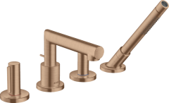 Смеситель AXOR Uno на край ванны на 4 отверстия, с рукоятками zero, шлифованное красное золото арт. 45444310