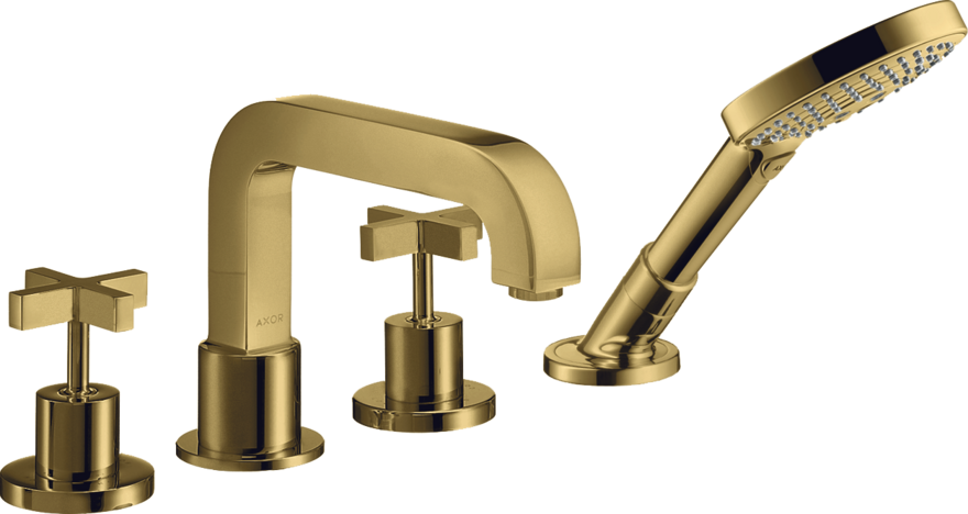 Купить купить смеситель axor citterio на край ванны на 4 отверстия с крестообразными рукоятками, полированное золото арт. 39445990