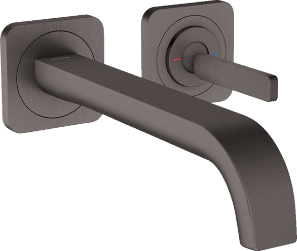 Купить купить смеситель для раковины настенный axor citterio e 221 мм, с отдельными розетками, матовый черный, хром арт. 36106340