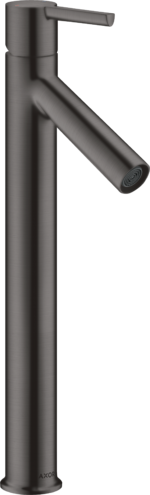 Купить купить смеситель для раковины axor starck 250, однорычажный, с рычаговой рукояткой, для накладной раковины, с не запираемым сливным набором, шлифованный черный, хром арт. 10103340