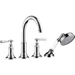 Смеситель на край ванны Axor Montreux, на 4 отверстия, с рычаговыми рукоятками, сталь арт. 16550800