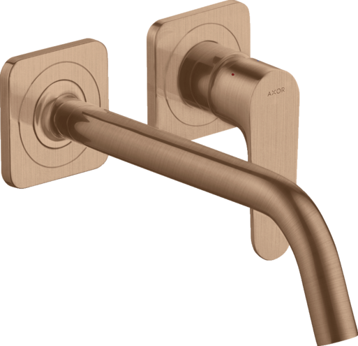 Купить купить смеситель для раковины axor citterio m, однорычажный, с изливом 227 мм, с отдельными розетками, шлифованное красное золото арт. 34116310