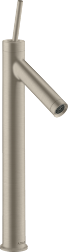 Купить купить смеситель для раковины axor starck 250, однорычажный, с тонкой рукояткой, для накладной раковины, с не запираемым сливным набором, шлифованный никель арт. 10129820