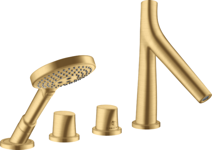 Купить купить термостат на край ванны axor starck organic, на 4 отверстия, шлифованное золото арт. 12425250