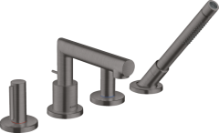 Смеситель AXOR Uno на край ванны на 4 отверстия, с рукоятками zero, шлифованный черный, хром арт. 45444340