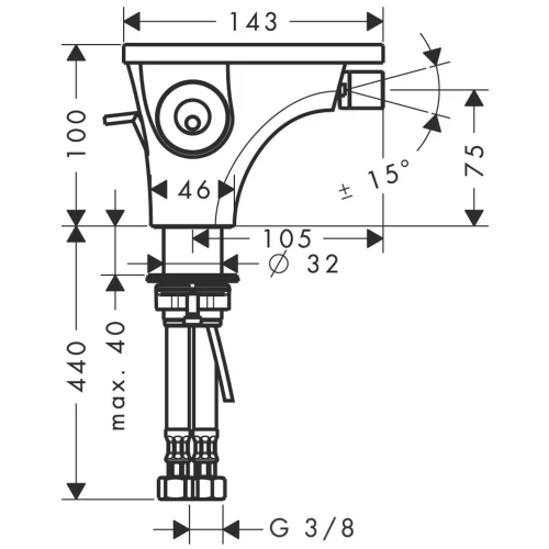 Купить купить смеситель для биде axor massaud со сливным гарнитуром, хром арт. 18210000
