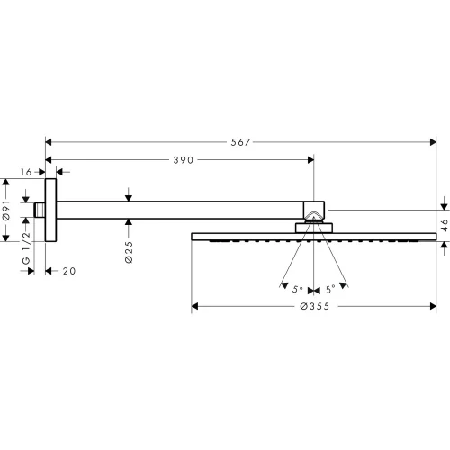 Купить купить верхний душ axor showersolutions 350 1jet, с держателем, шлифованное золото арт. 26034250
