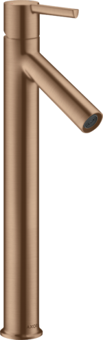 Купить купить смеситель для раковины axor starck 250, однорычажный, с рычаговой рукояткой, для накладной раковины, с не запираемым сливным набором, шлифованное красное золото арт. 10103310