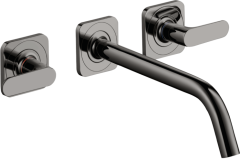 Смеситель для раковины Axor Citterio M, на 3 отверстия, с изливом 226 мм, с рычаговыми рукоятками, с отдельными розетками, полированный черный, хром арт. 34315330