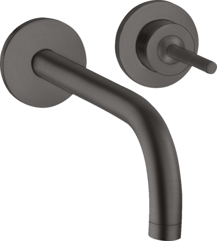 Купить купить смеситель для раковины axor uno однорычажный, настенный, с изливом 165 мм, с отдельными розетками, шлифованный черный, хром арт. 38113340