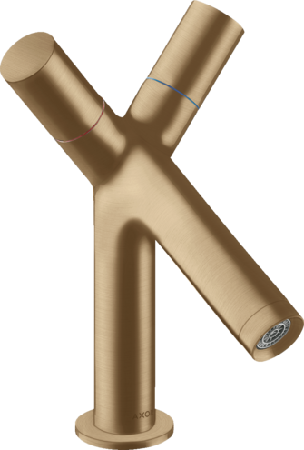 Купить купить смеситель для раковины axor starck 80, с двумя рукоятками, со сливным гарнитуром, шлифованная бронза арт. 10030140