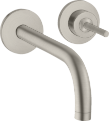 Смеситель для раковины AXOR Uno однорычажный, настенный, с изливом 165 мм, с отдельными розетками, сталь арт. 38113800