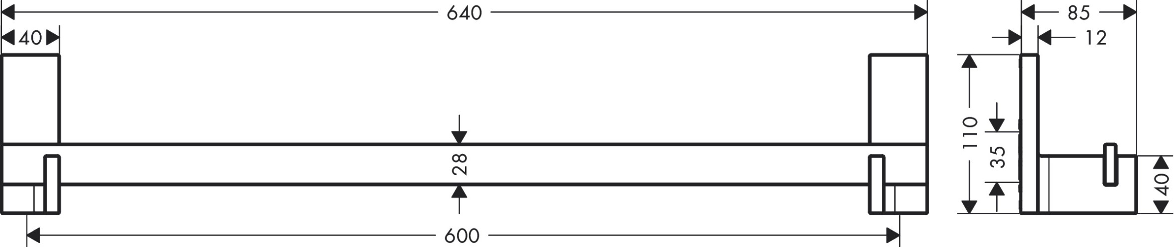 Купить купить полотенцесушитель 600 мм axor universal rectangular, сталь арт. 42661800