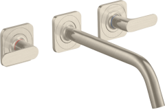 Смеситель для раковины Axor Citterio M, на 3 отверстия, с изливом 226 мм, с рычаговыми рукоятками, с отдельными розетками, шлифованный никель арт. 34315820