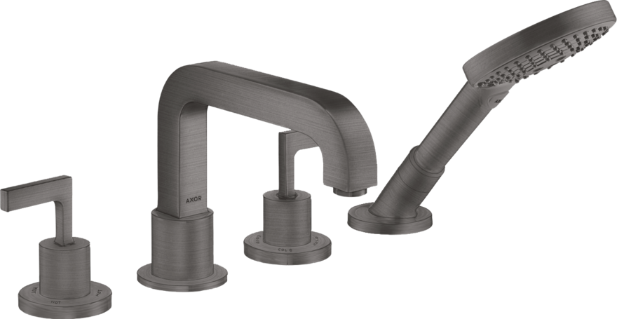 Купить купить смеситель axor citterio на край ванны на 4 отверстия с рычаговыми рукоятками, матовый черный, хром арт. 39446340