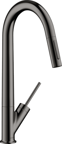 Купить купить смеситель для кухни axor starck 270, однорычажный, с вытяжным душем, полированный черный, хром арт. 10821330