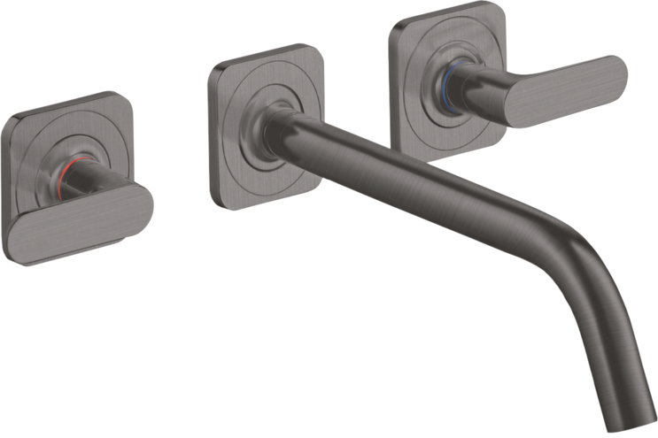 Купить купить смеситель для раковины axor citterio m, на 3 отверстия, с изливом 226 мм, с рычаговыми рукоятками, с отдельными розетками, шлифованный черный, хром арт. 34315340