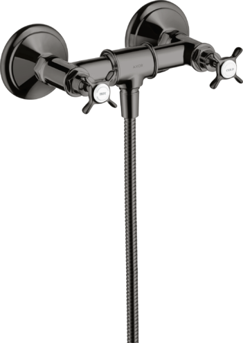 Купить купить смеситель для душа axor montreux, внешнего монтажа, с 2 крестообразными рукоятками, полированный черный, хром арт. 16560330