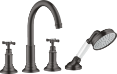 Смеситель на край ванны Axor Montreux, на 4 отверстия, с крестообразными рукоятками, шлифованный черный, хром арт. 16546340