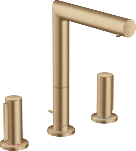 Купить купить смеситель для раковины axor uno на 3 отверстия, 200, с рукоятками zero, со сливным гарнитуром, шлифованная бронза арт. 45133140