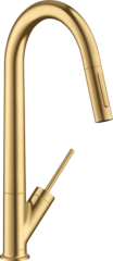 Смеситель для кухни Axor Starck 270, однорычажный, с вытяжным душем, шлифованное золото арт. 10821250