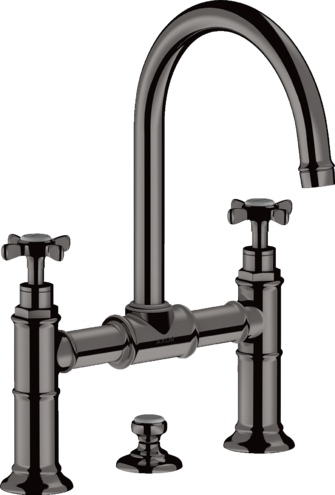 Купить купить смеситель для раковины axor montreux 220, с 2 крестообразными рукоятками, со сливным гарнитуром, полированный черный, хром арт. 16510330