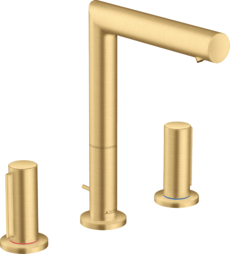 Купить купить смеситель для раковины axor uno на 3 отверстия, 200, с рукоятками zero, со сливным гарнитуром, шлифованное золото арт. 45133250