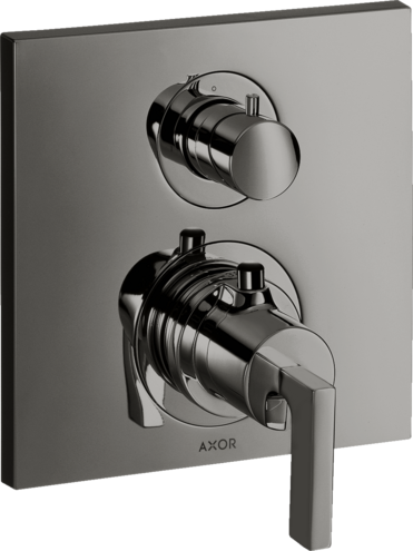 Купить купить термостат с запорным/переключающим вентилем axor citterio с рычаговой рукояткой, полированный черный, хром арт. 39720330