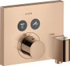 Купить купить термостат axor showerselect для 2 потребителей, скрытого монтажа, квадратный, со шланговым подключением и держателем душа, полированное красное золото арт. 36712300