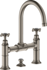 Смеситель для раковины Axor Montreux 220, с 2 крестообразными рукоятками, со сливным гарнитуром, сталь арт. 16510800