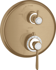 Термостат Axor Montreux, с запорным вентилем, с рычаговой рукояткой, шлифованная бронза арт. 16801140