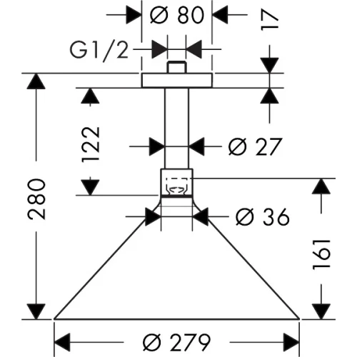 Купить купить верхний душ axor showers front, 240, 2 jet, с потолочным подсоединением, полированная бронза арт. 26022130