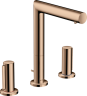 Купить купить смеситель для раковины axor uno на 3 отверстия, 200, с рукоятками zero, со сливным гарнитуром, полированное красное золото арт. 45133300
