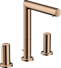 Смеситель для раковины AXOR Uno на 3 отверстия, 200, с рукоятками zero, со сливным гарнитуром, полированное красное золото арт. 45133300